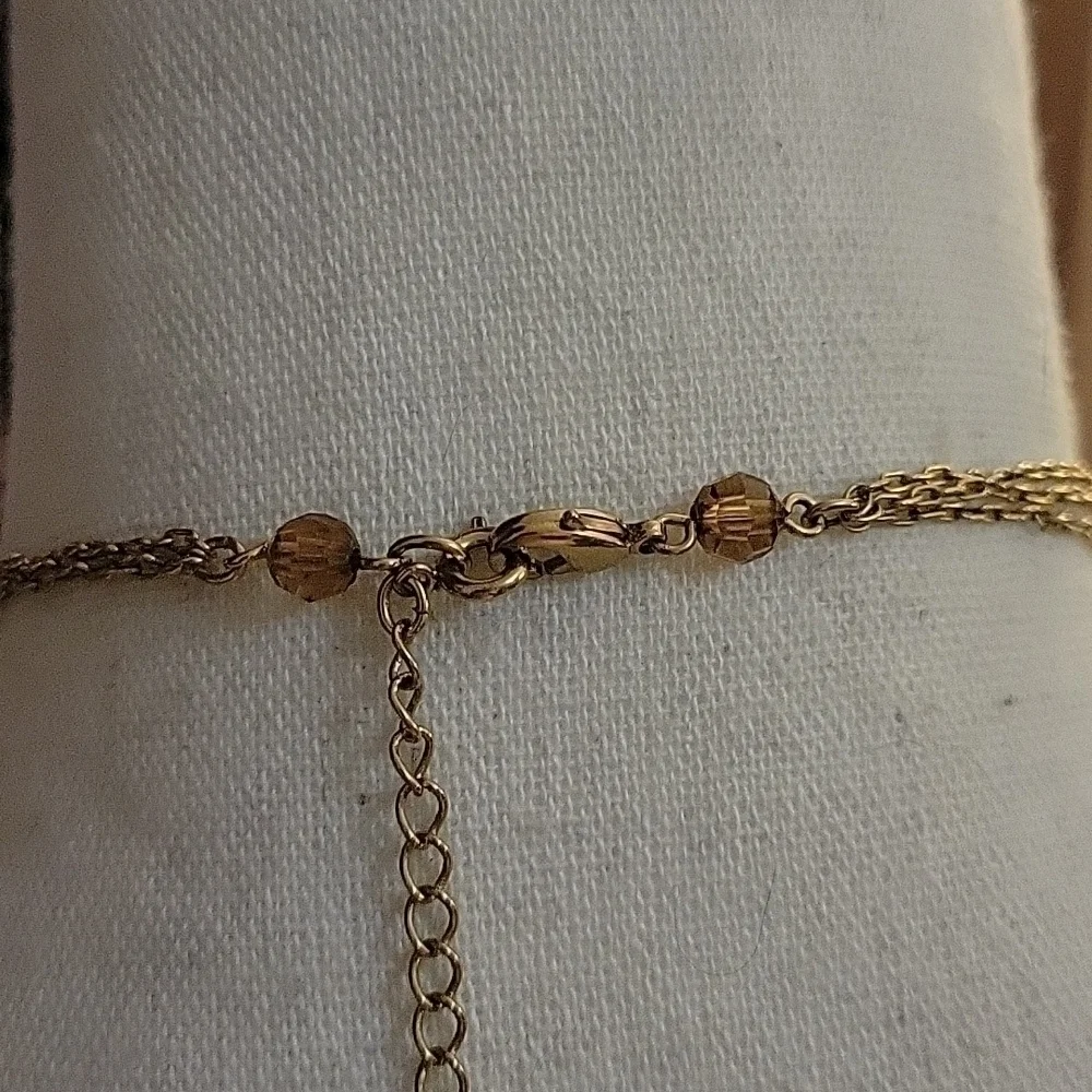 NANCY & RISE 1980s Ambertone Beaded Chain Layered Western Festival Necklace